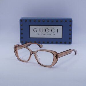 Gucci GG1559OK 003 Cat Eye Eyeglasses 54mm – Transparent Brown